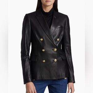 10 Crosby Derek Lam Black Double-Breasted Women's Leather Jacket